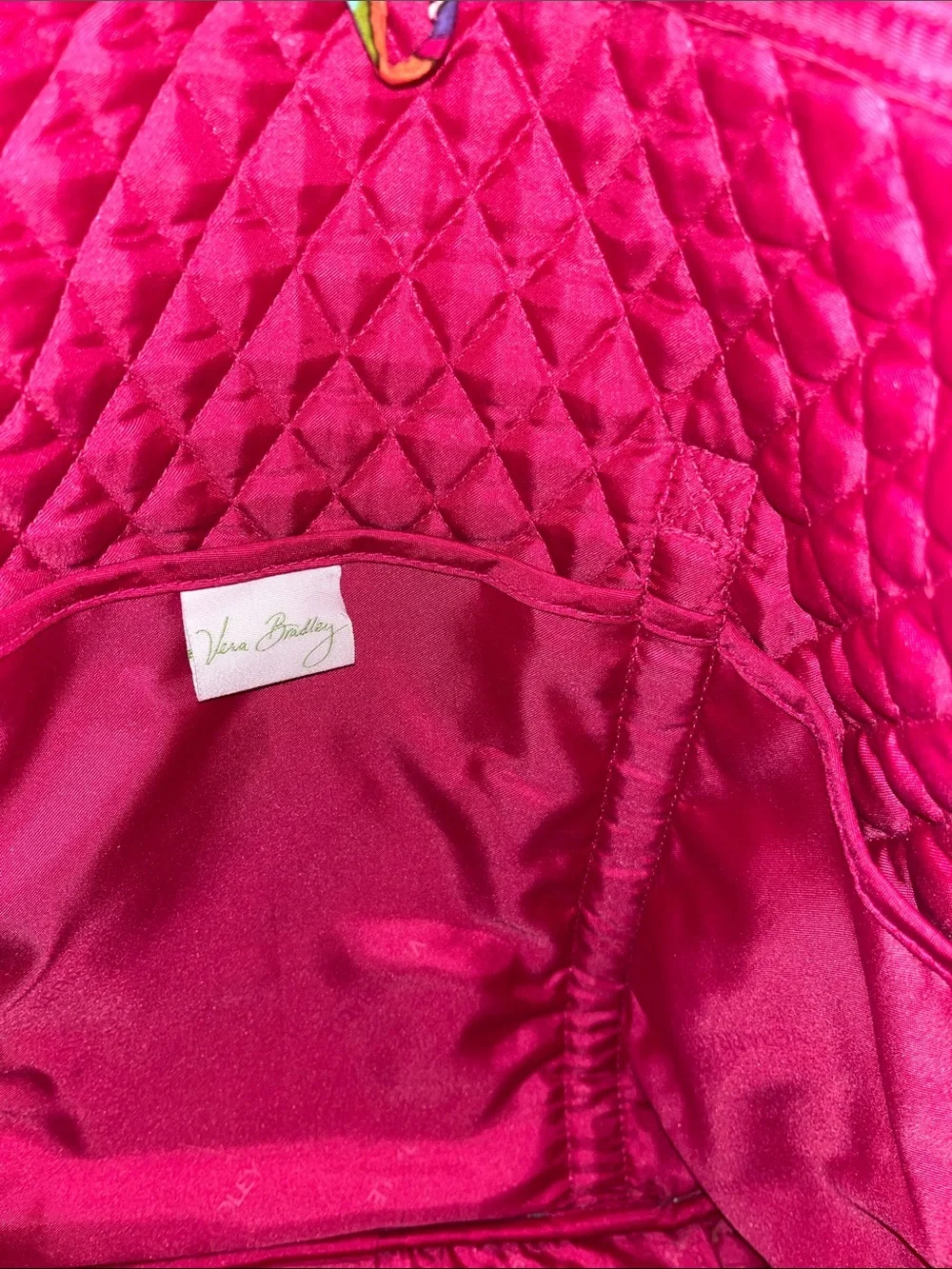 Vera Bradley Hot Pink Paisley Quilted Tote with Teal & Orange Accents - Picture 5 of 6